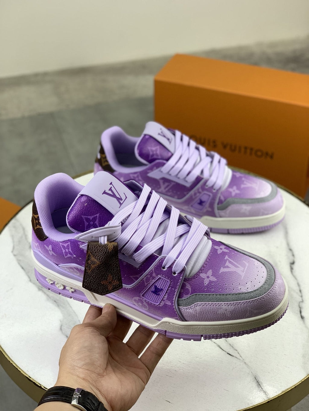 Louis Vuitton Lavender Purple Low-Top Sneakers — model