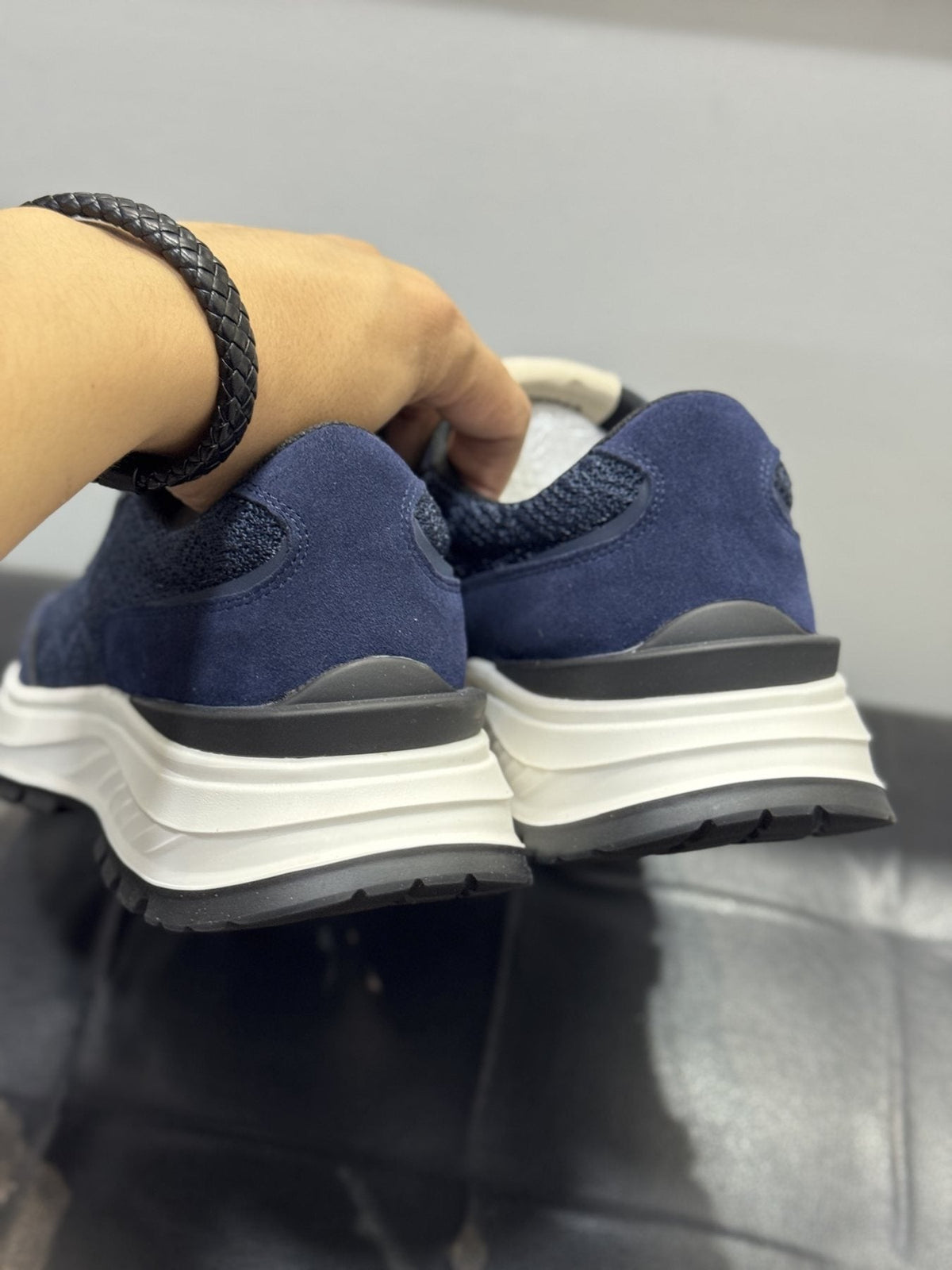 Zegna Knit Lace-Up Sneakers — back