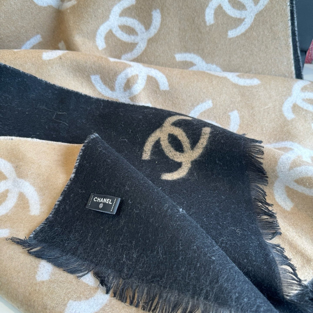 Chanel Reversible Logo Scarf Shawl — detail