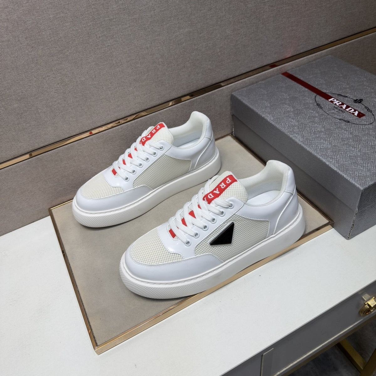 Prada Mesh Panel Low-Top Sneakers — front