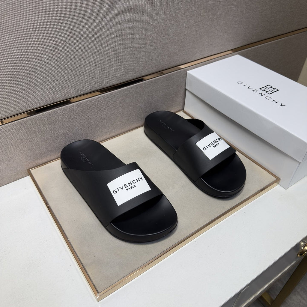 Givenchy Wordmark Patch Slide Sandals — front