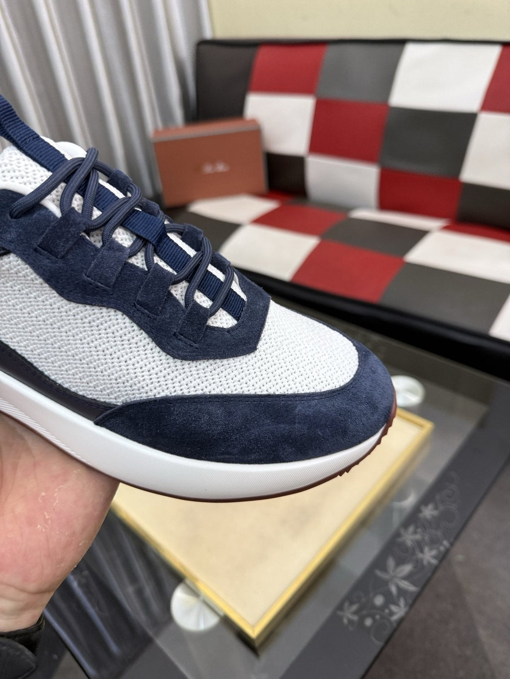 Textured Lace-Up Low-Top Sneakers — detail