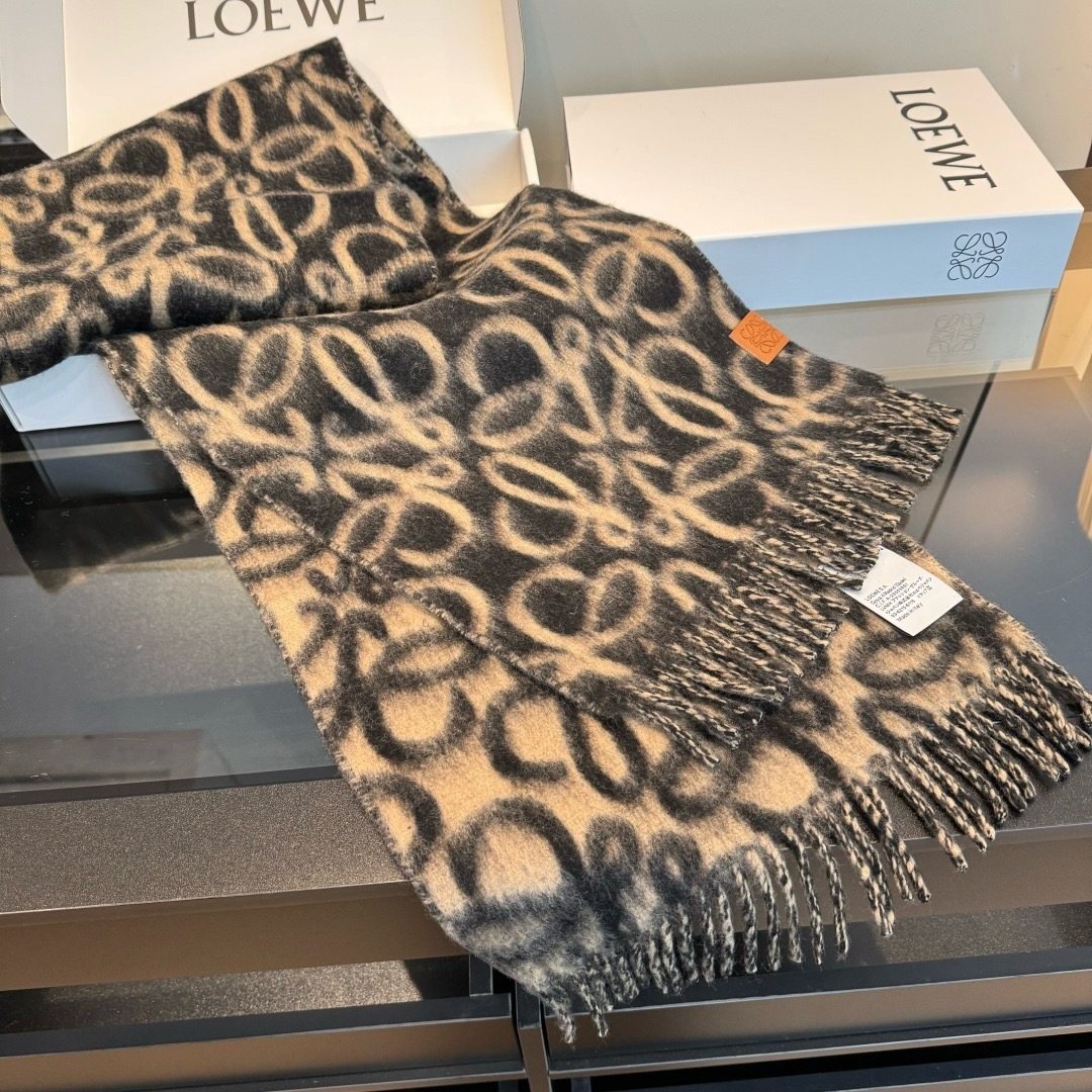 LOEWE Loop-Pattern Fringed Scarf — front