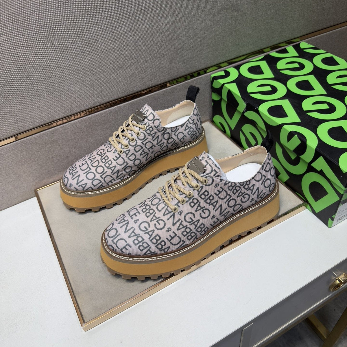 Dolce & Gabbana Letter Print Lug Sole Shoes — side