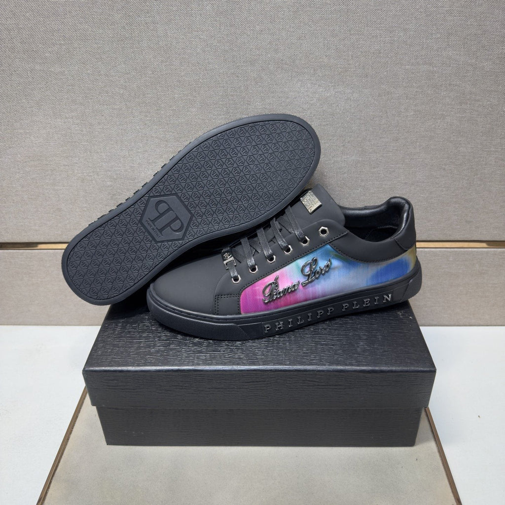 Philipp Plein Navy Iridescent Panel Sneakers — side