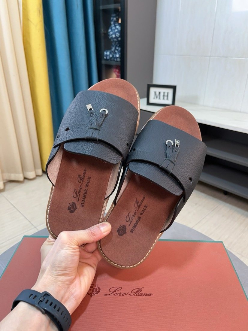 Loro Piana Textured Slide Sandals — hero