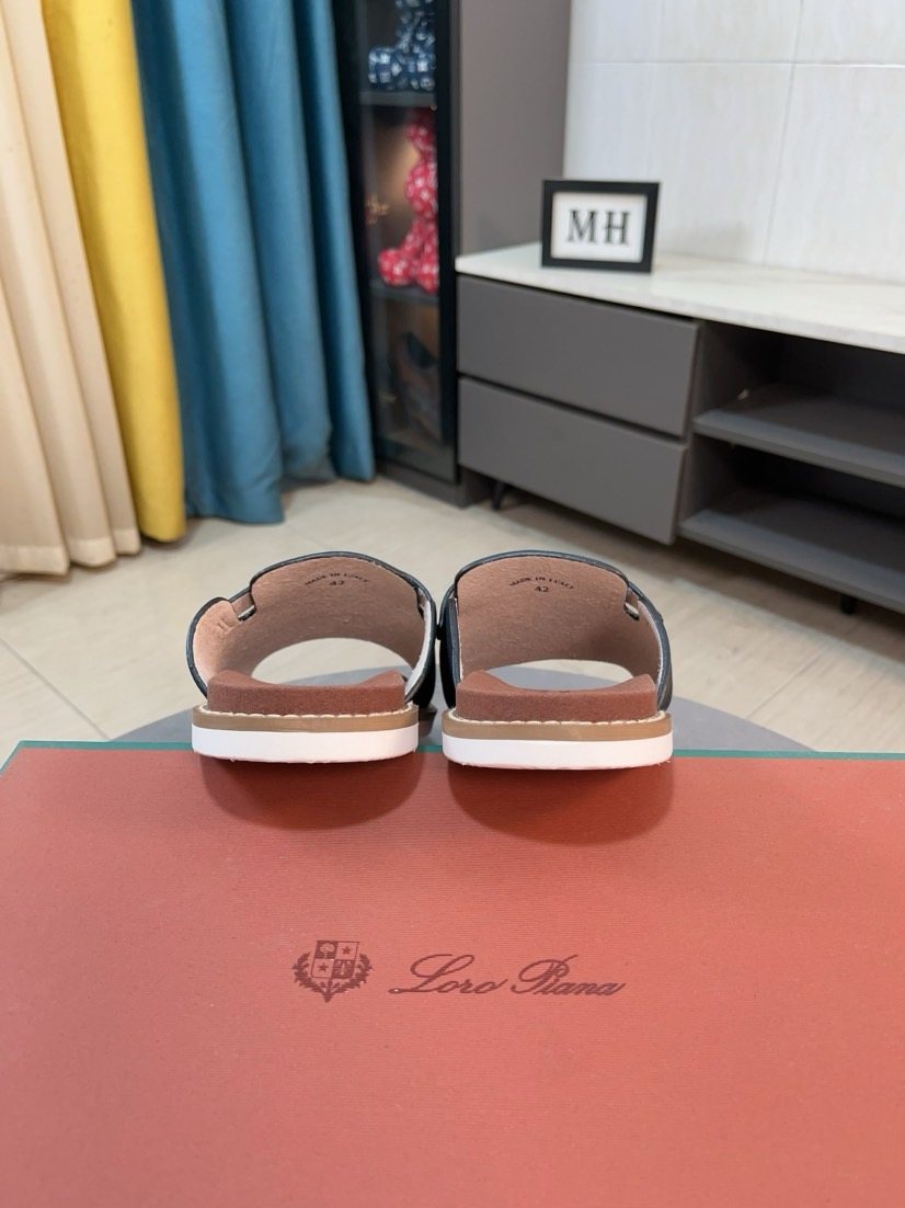 Loro Piana Textured Slide Sandals — back