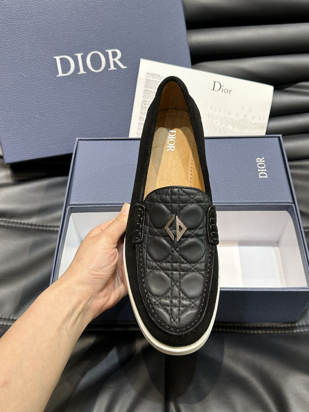 Dior Patterned Panel Loafers — back