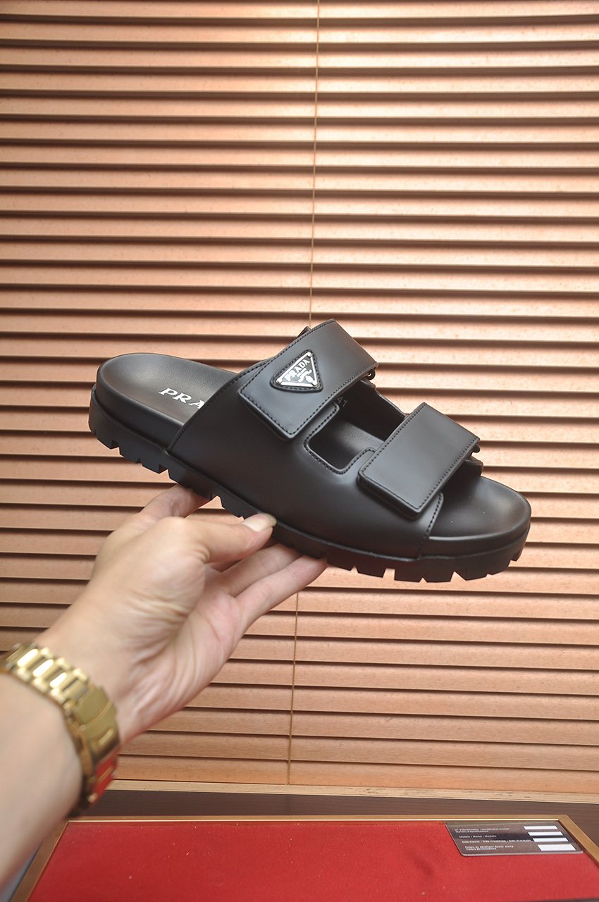 Prada Two-Strap Lug Sole Slide Sandals — model