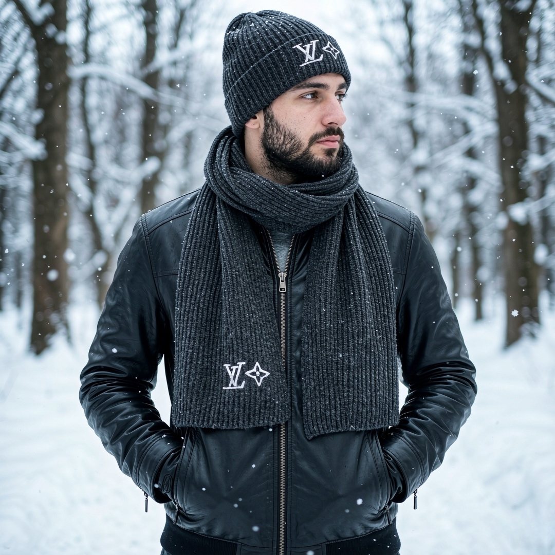 Louis Vuitton Rib-Knit Scarf & Beanie Set — hero