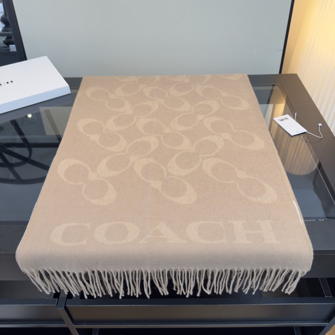 Coach C Motif Fringed Scarf — front