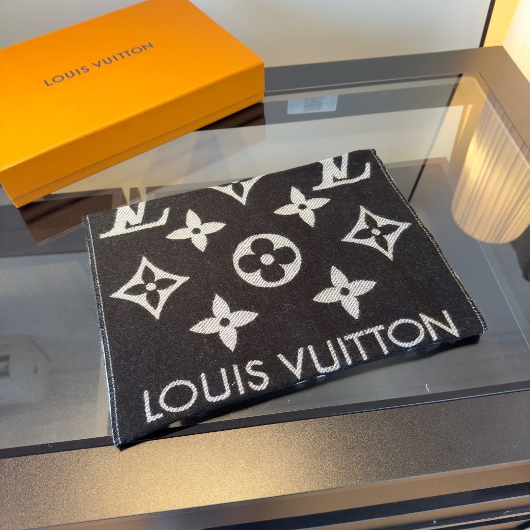 Louis Vuitton Monogram Fringed Scarf — front