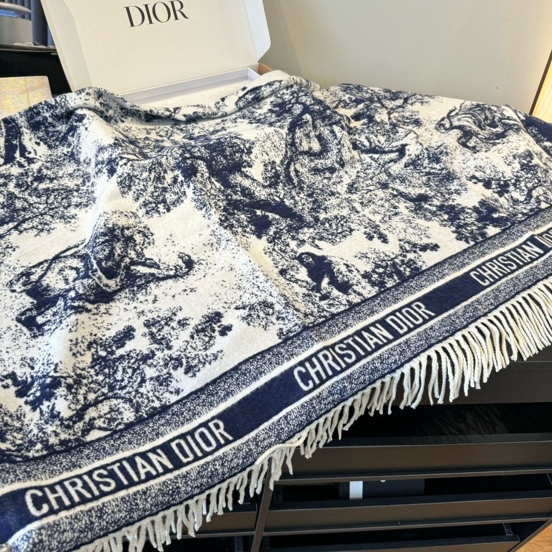 Dior Fringed Toile Square Scarf — front