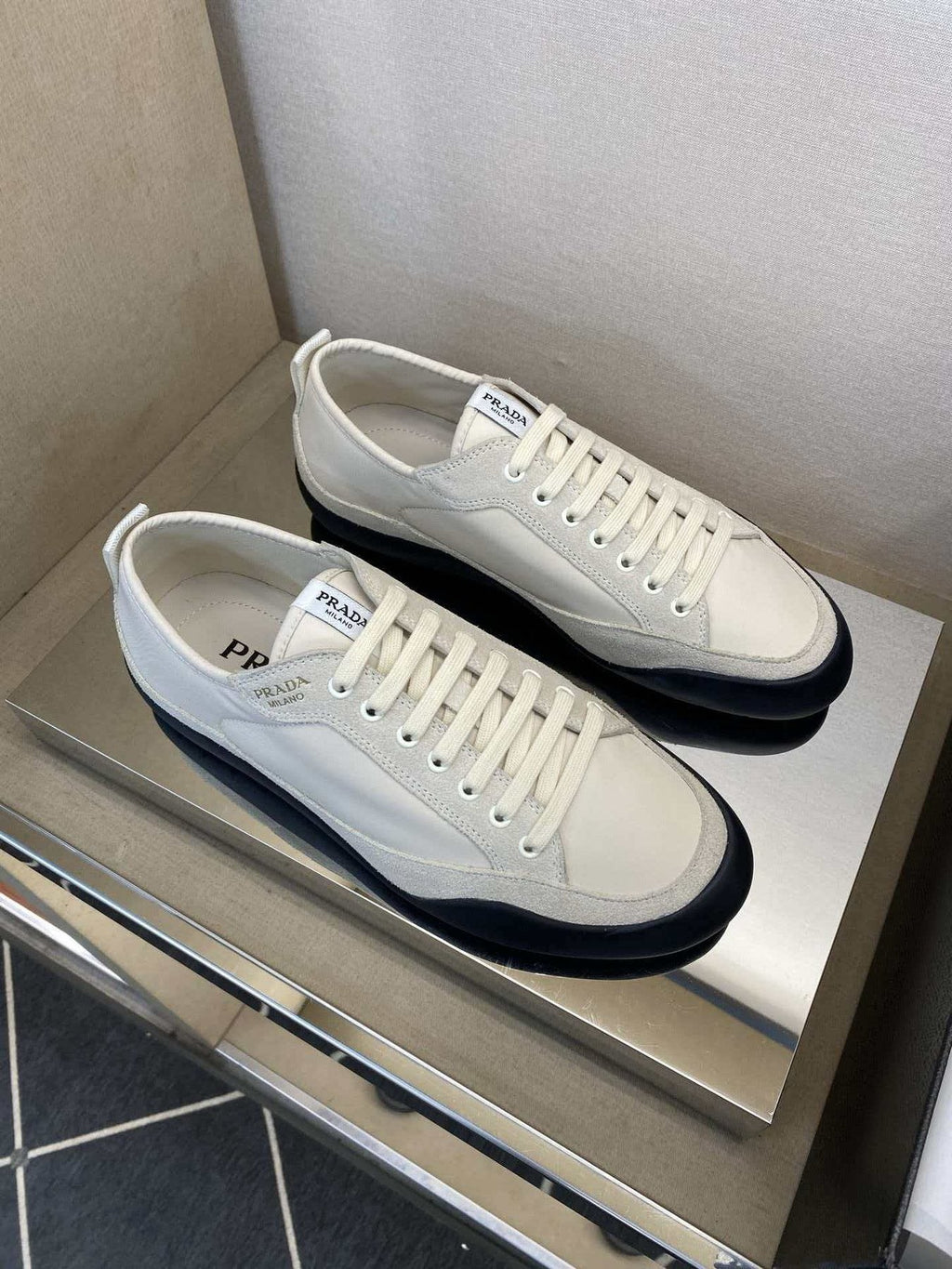 Prada Low-Top Leather Sneakers — side