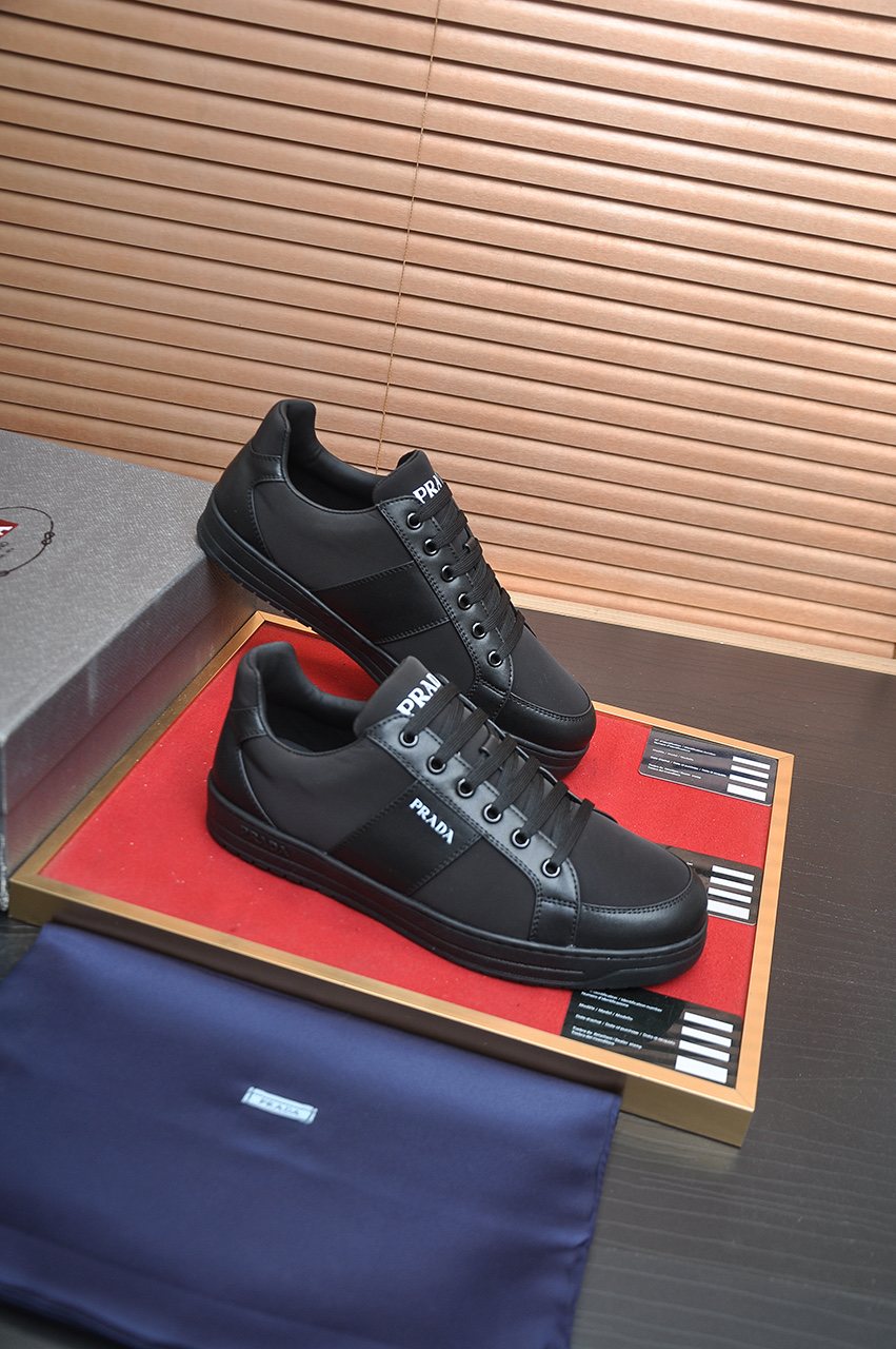 Prada Low-Top Leather Sneakers — side