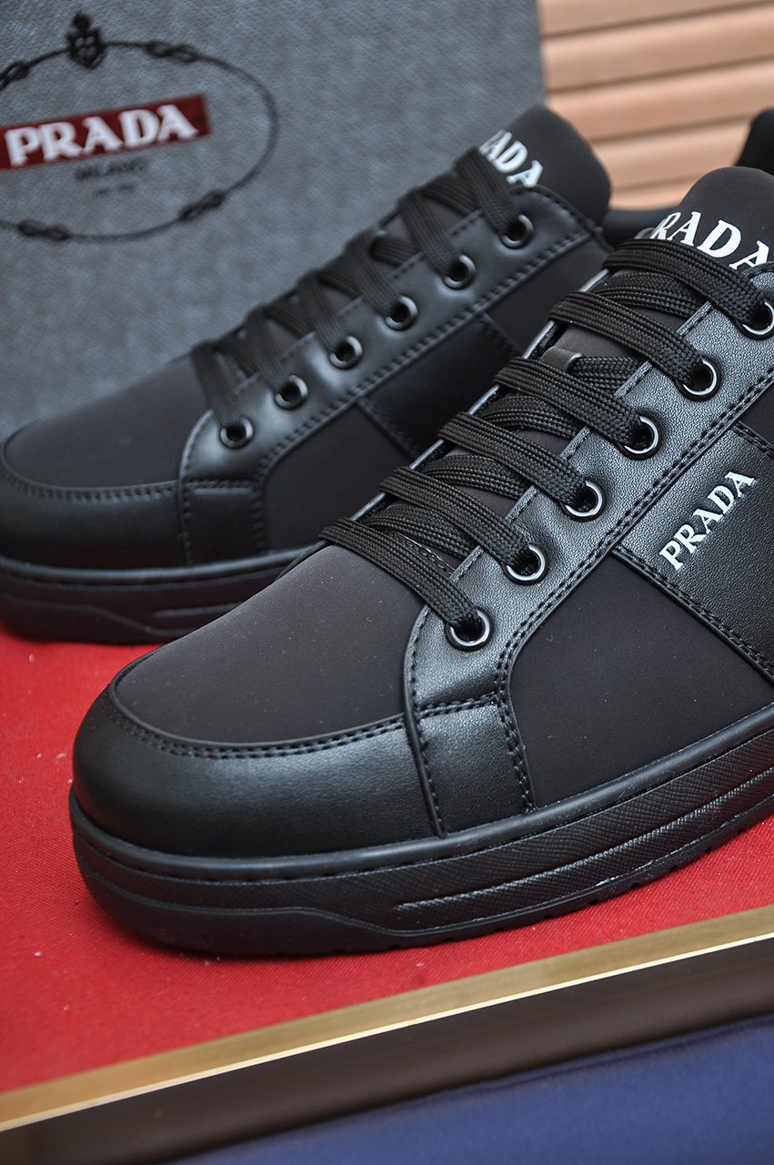 Prada Low-Top Leather Sneakers — detail