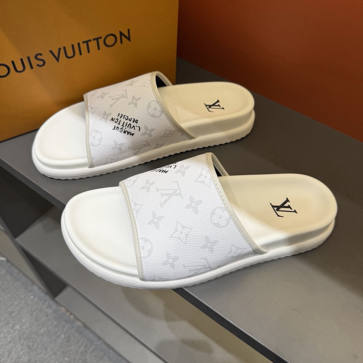 Louis Vuitton Monogram Pattern Slide Sandals — front