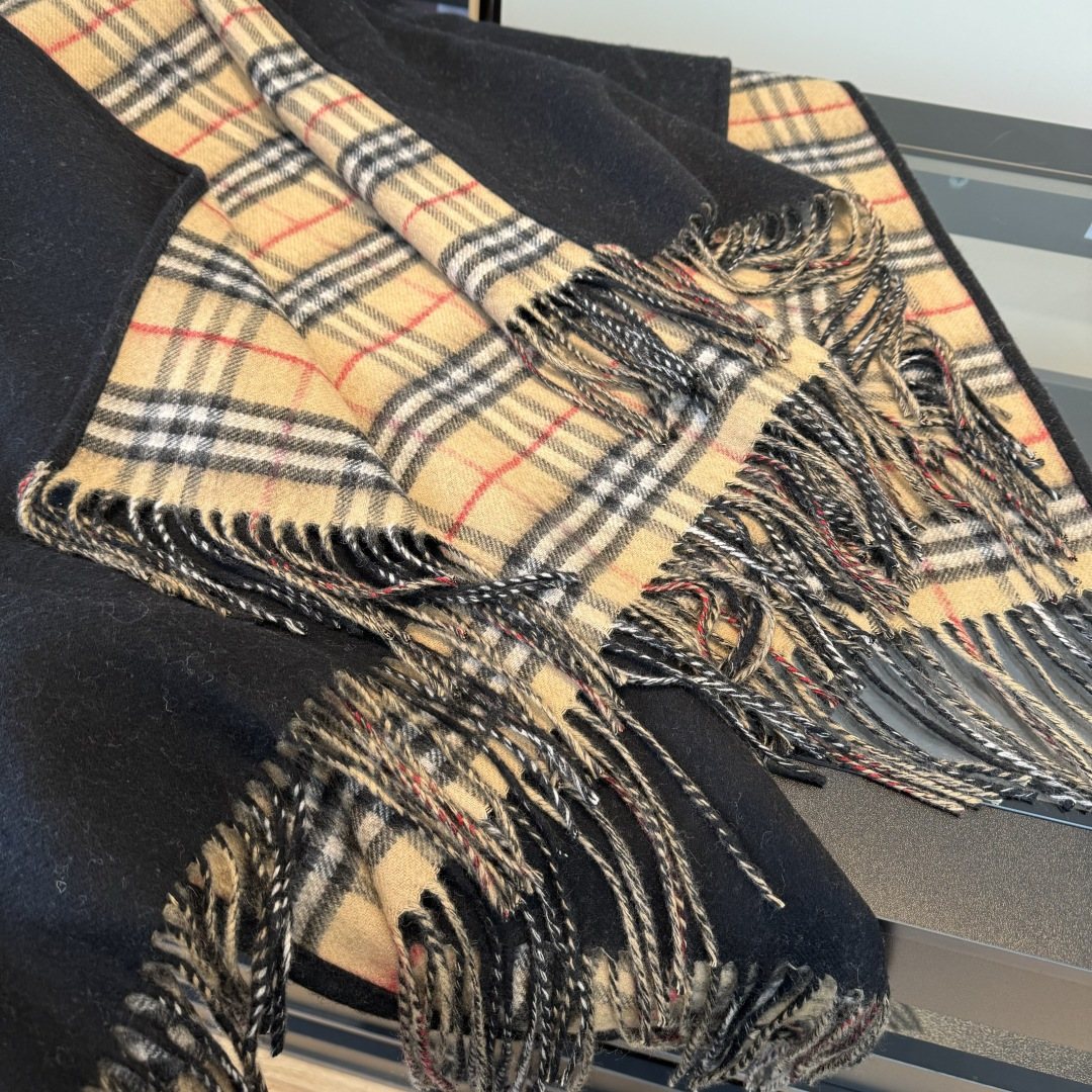 Fringed Plaid-Panel Poncho — detail