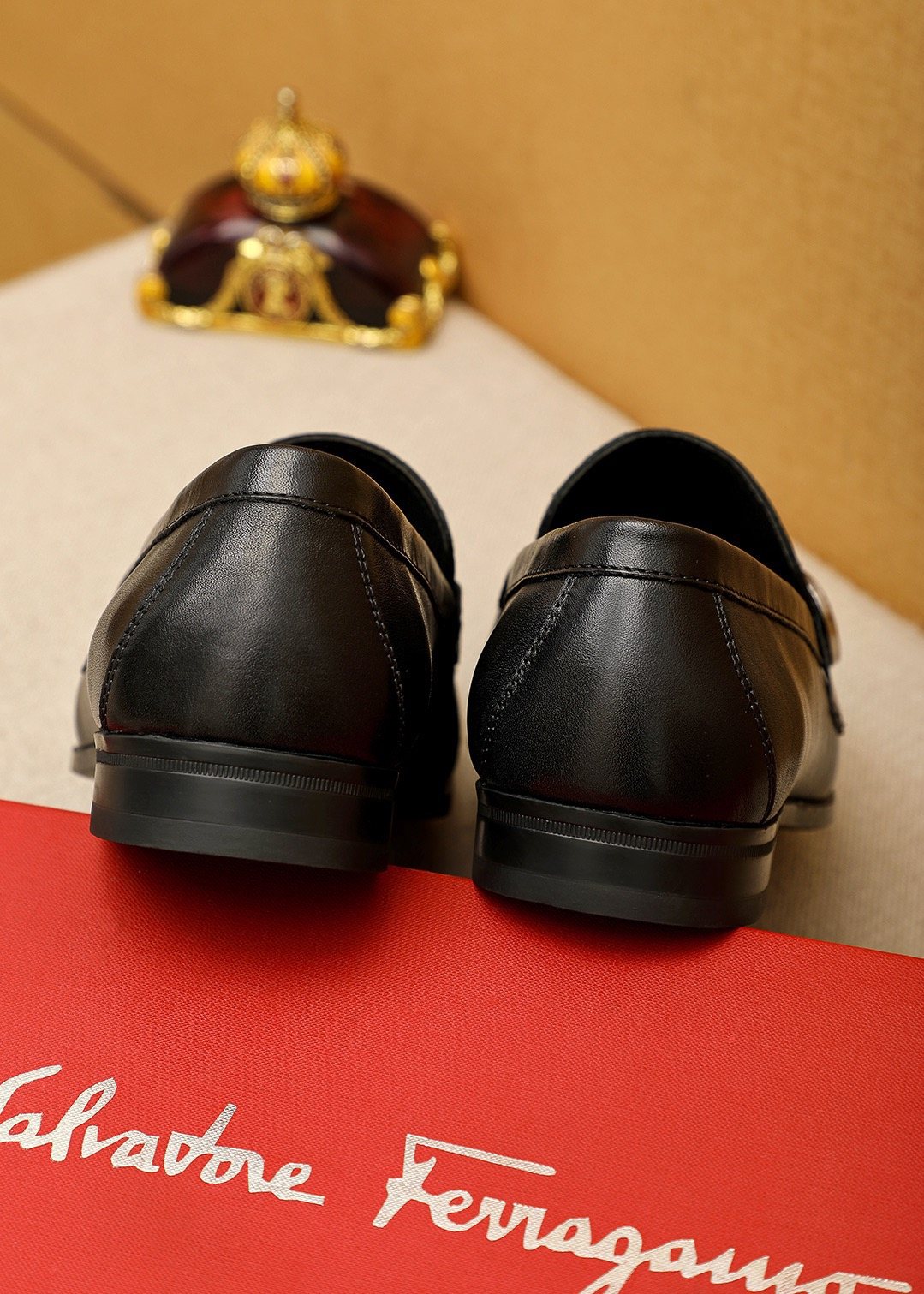 Ferragamo Embossed Buckle Loafers — detail