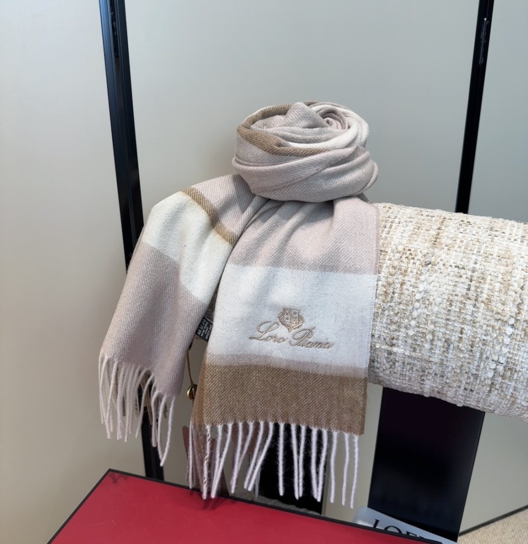 Loro Piana Fringed Plaid Scarf — side