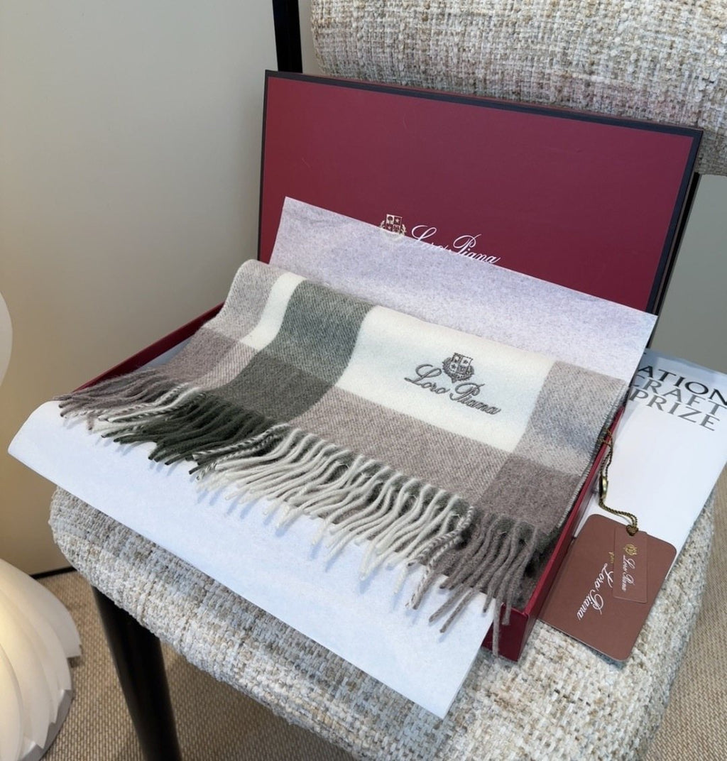 Loro Piana Plaid Fringe Scarf — front
