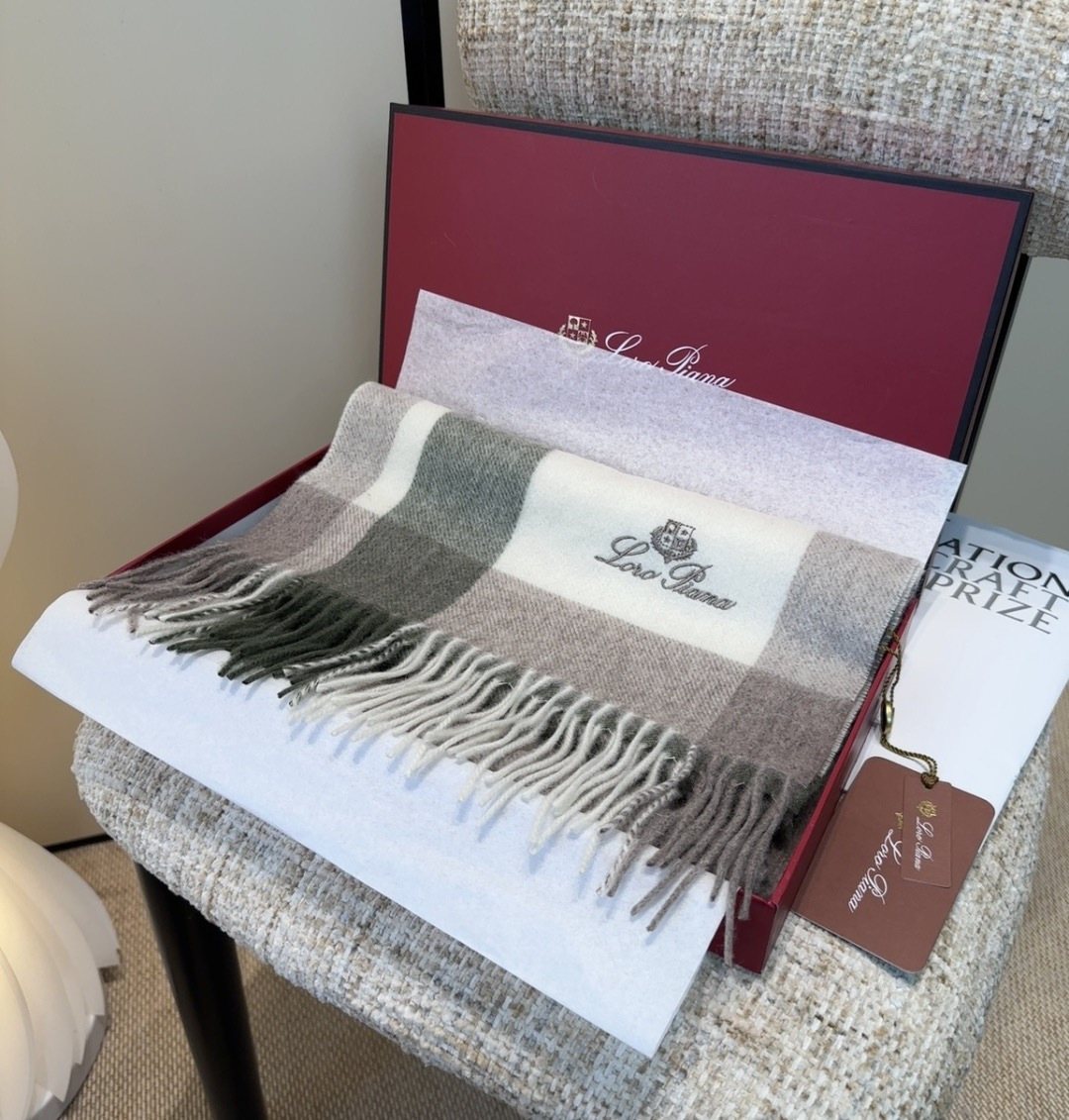 Loro Piana Plaid Fringe Scarf — front