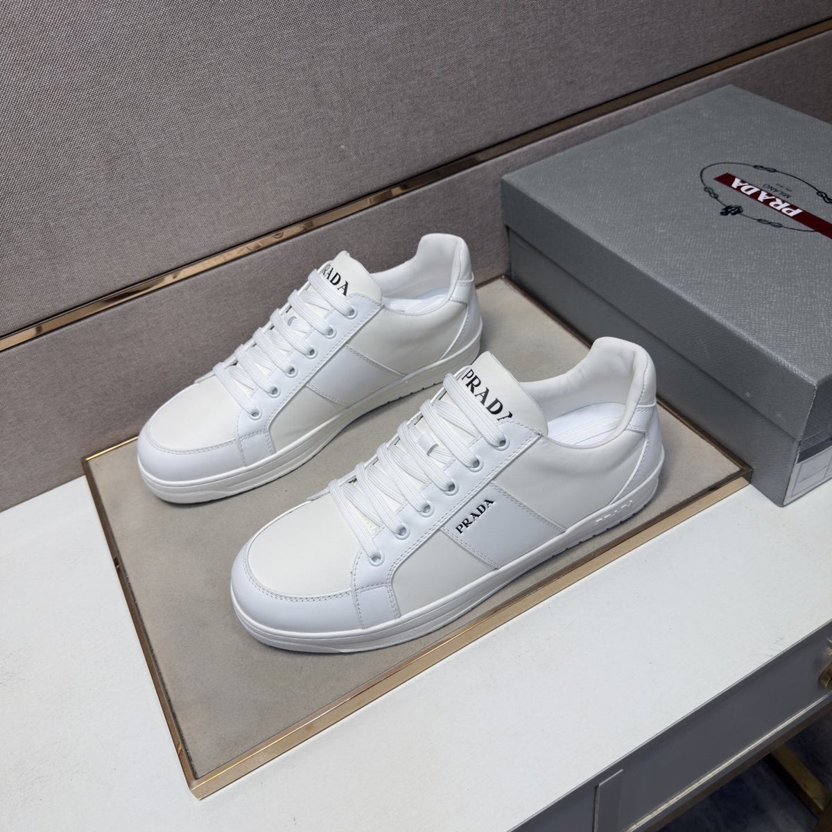 Prada Men's Low-Top Lace-Up Sneakers — side