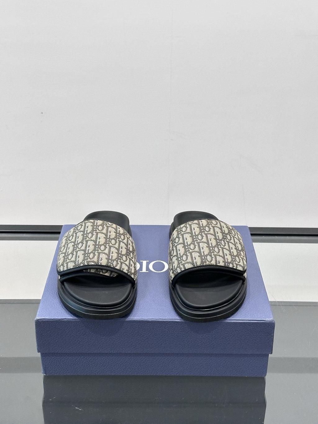 Dior Patterned Strap Slide Sandals — front