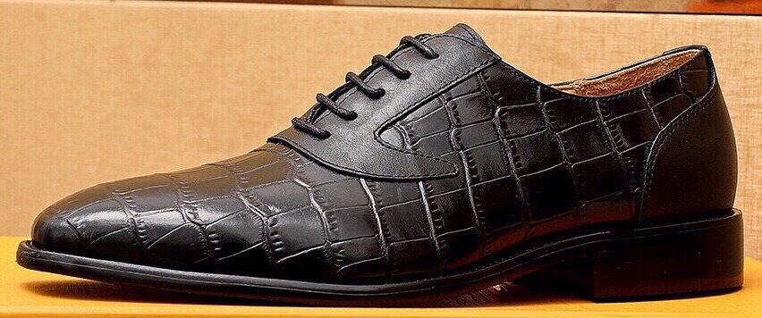 Louis Vuitton Crocodile-Embossed Lace-Up Dress Shoes — hero