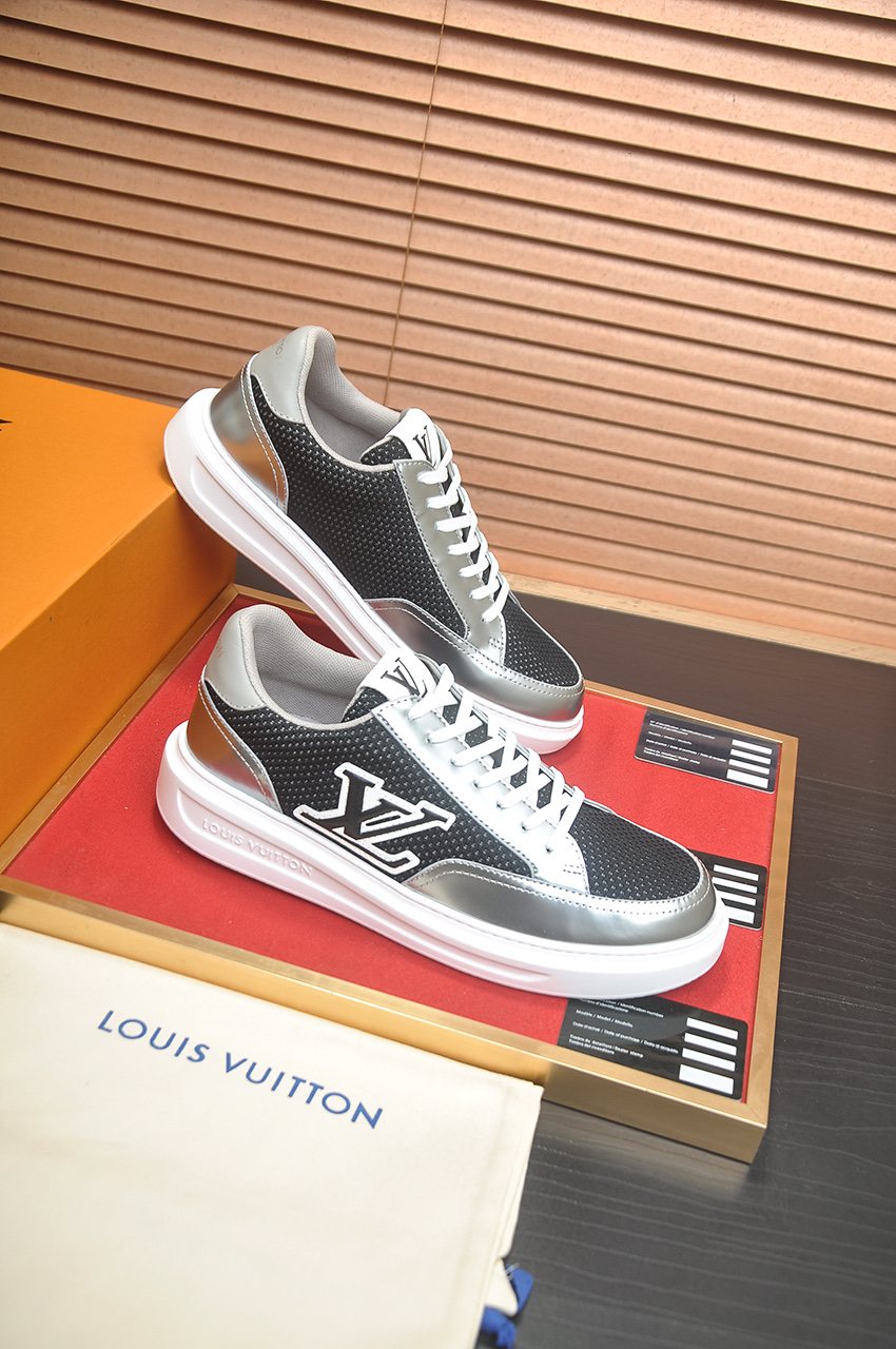 Louis Vuitton Metallic Panel Low-Top Sneakers — front