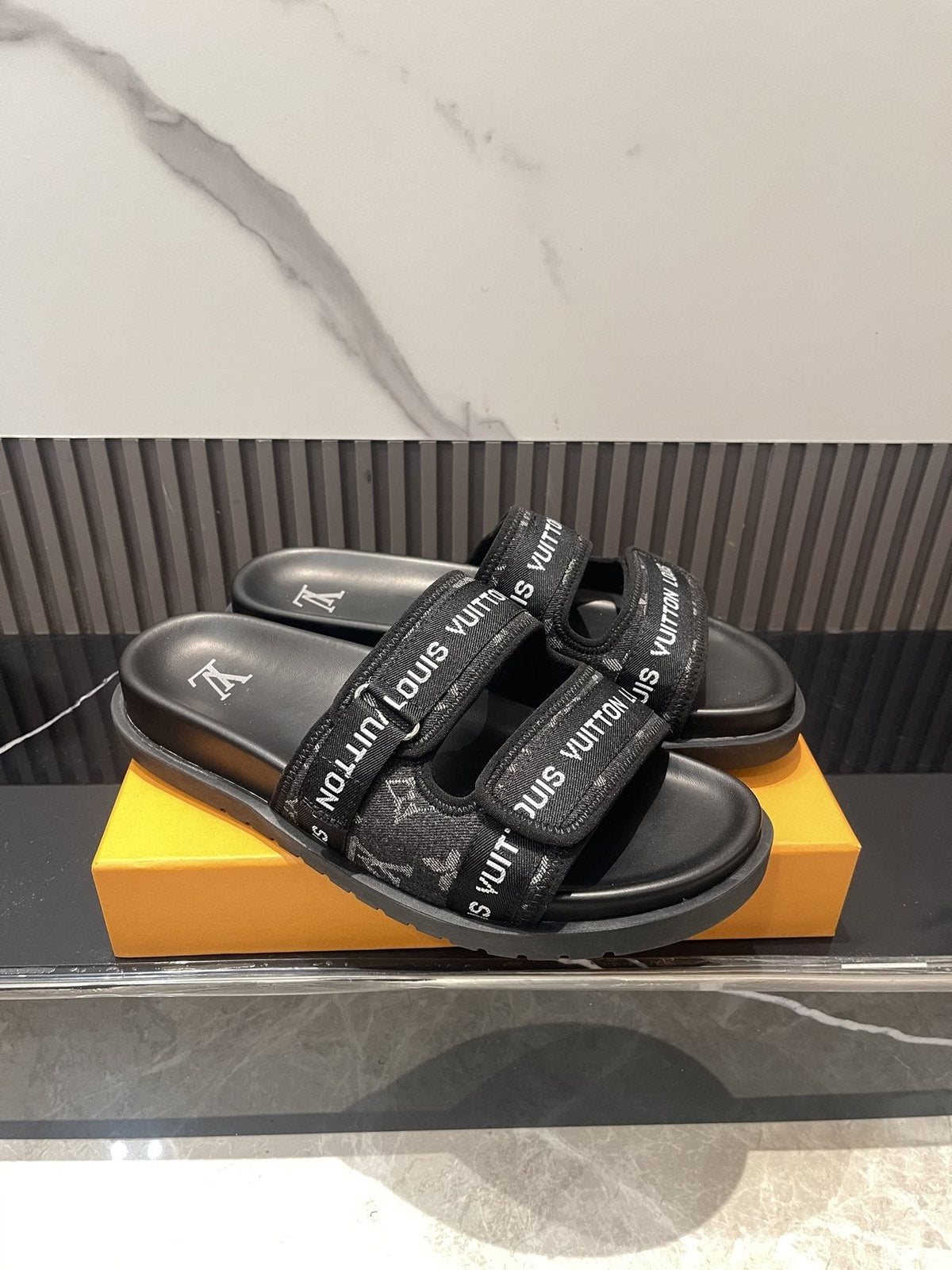 Louis Vuitton Monogram Double-Strap Slide Sandals — front