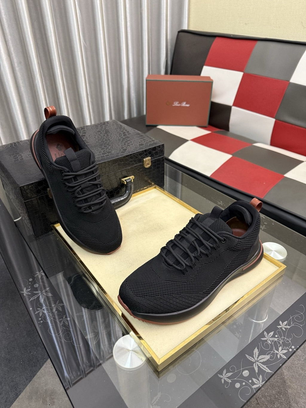 Mesh Lace-Up Low-Top Sneakers — front