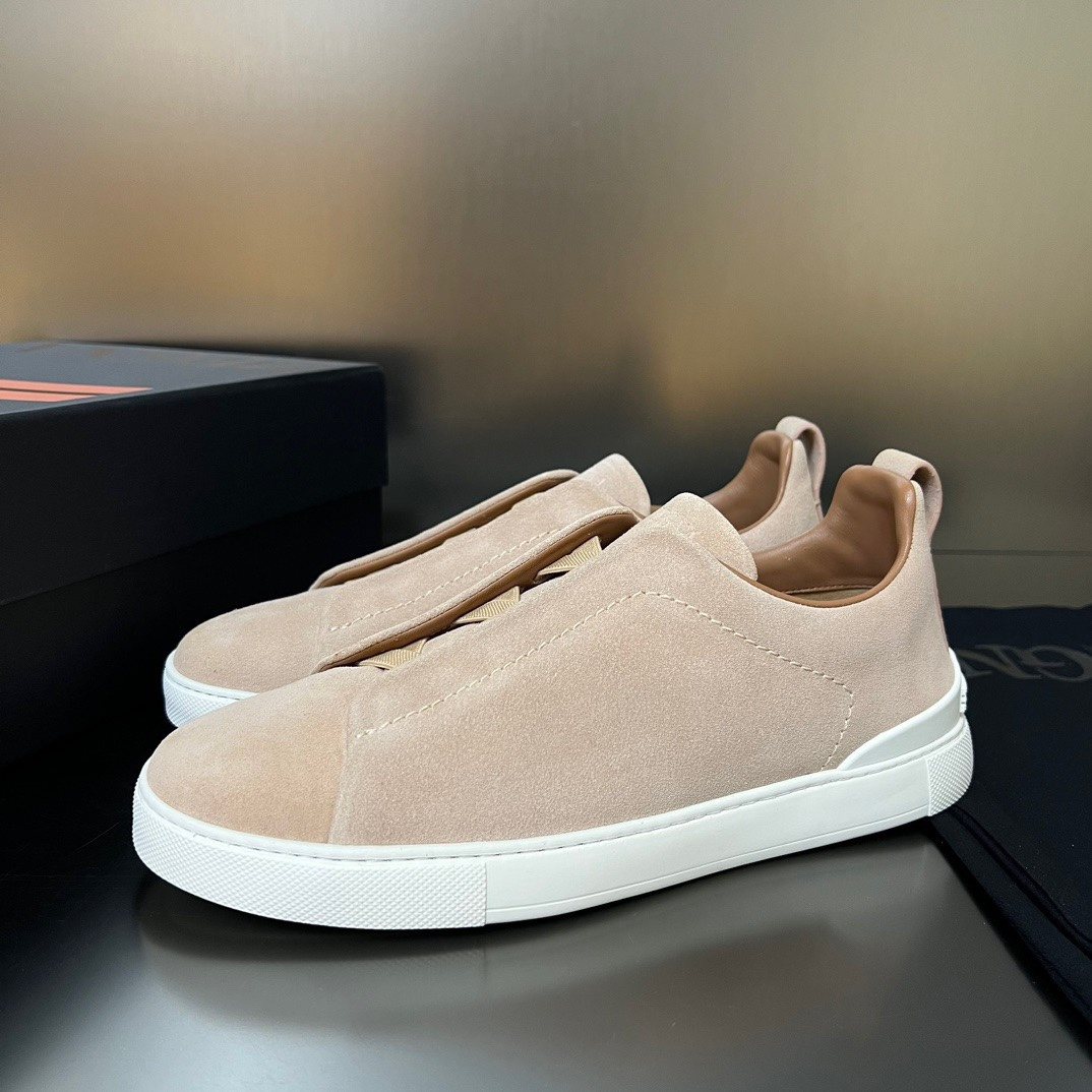 Zegna White Slip-On Sneakers — front