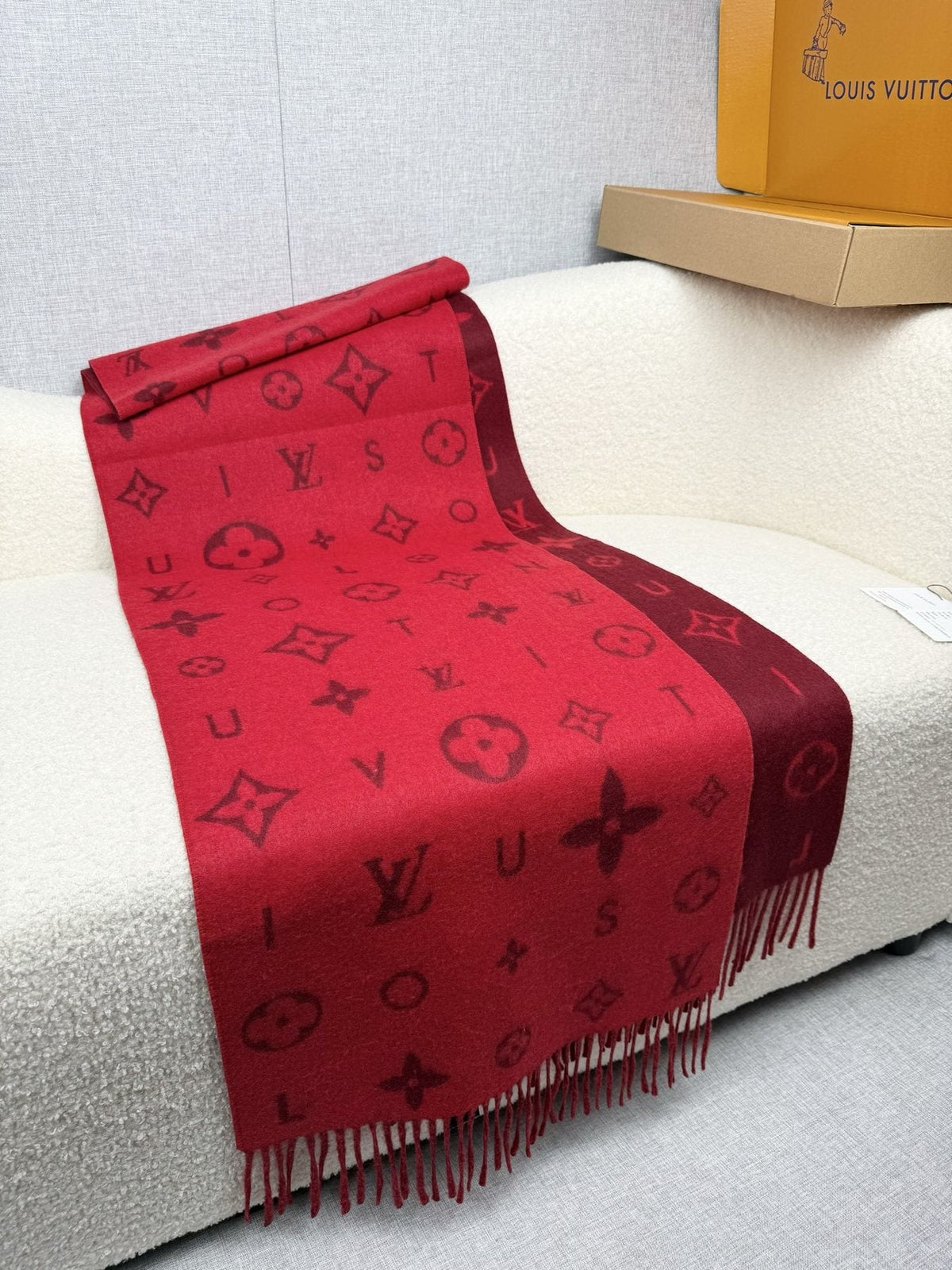Louis Vuitton Reversible Monogram Fringed Scarf — front