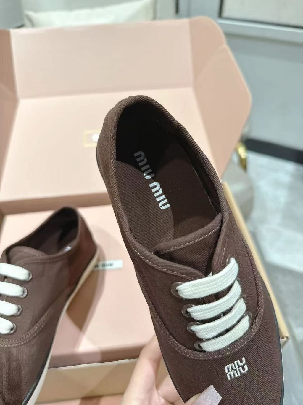 Miu Miu Low-Top Canvas Sneakers — detail