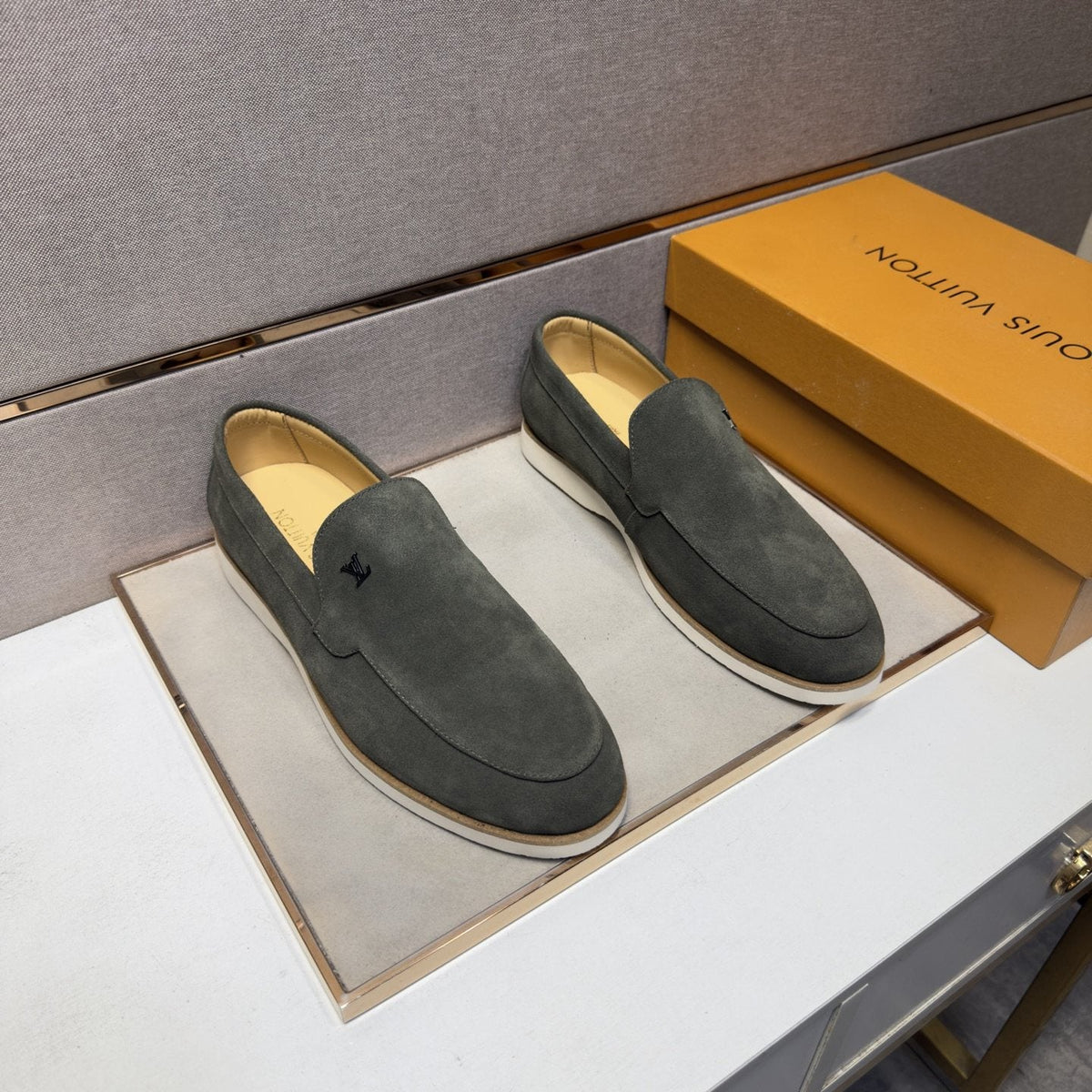 Louis Vuitton Men’s Textured Slip-On Loafers — front