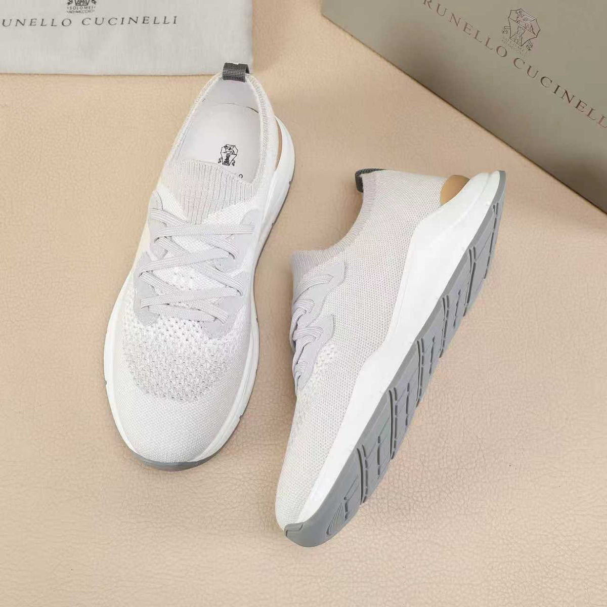 Brunello Cucinelli Knit Lace-Up Sneakers — side