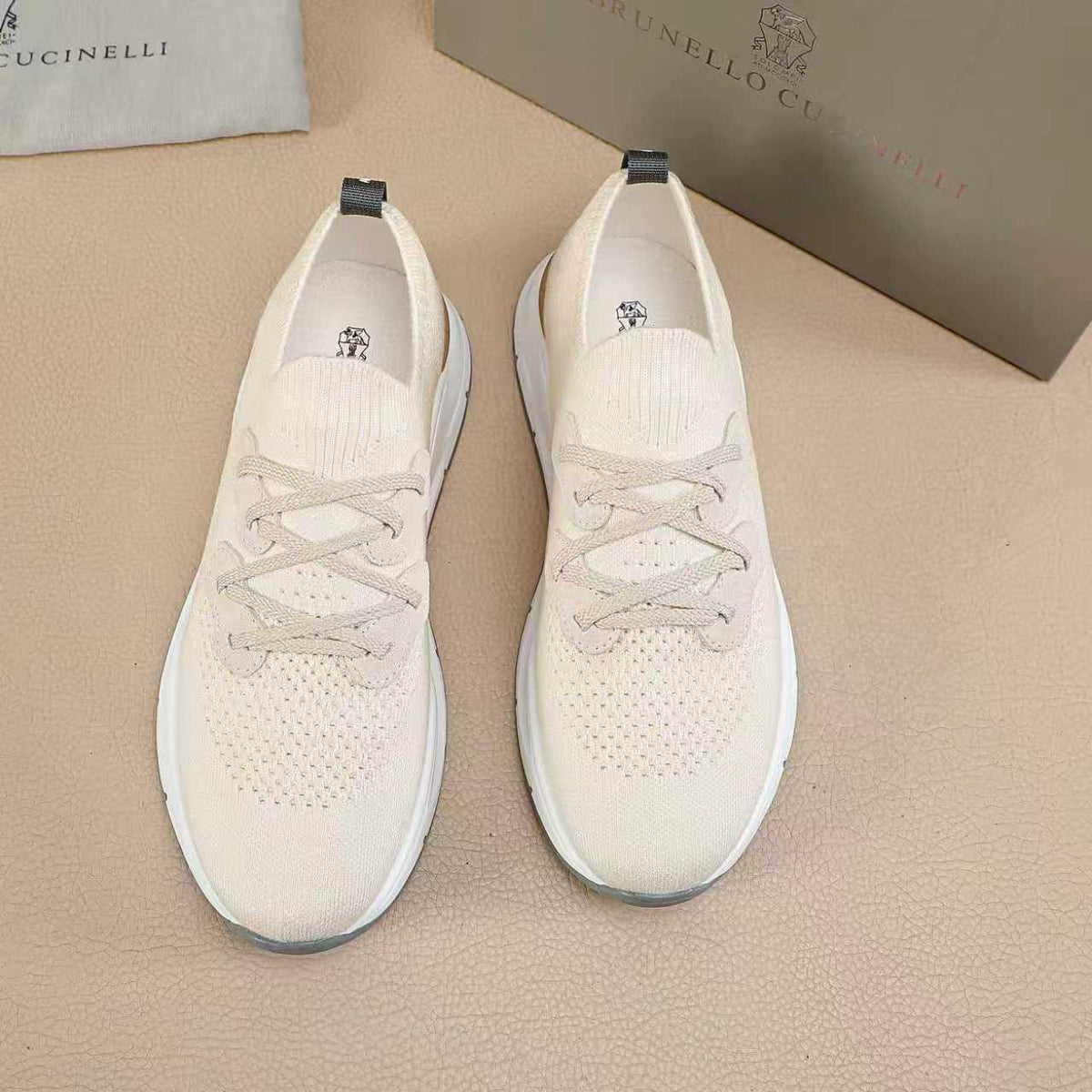 Brunello Cucinelli Knit Lace-Up Sneakers — front