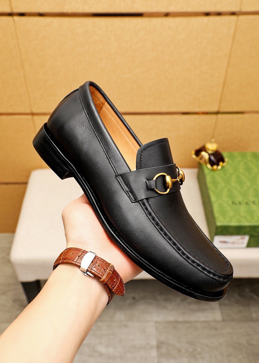 GUCCI Leather Horsebit Loafers — model