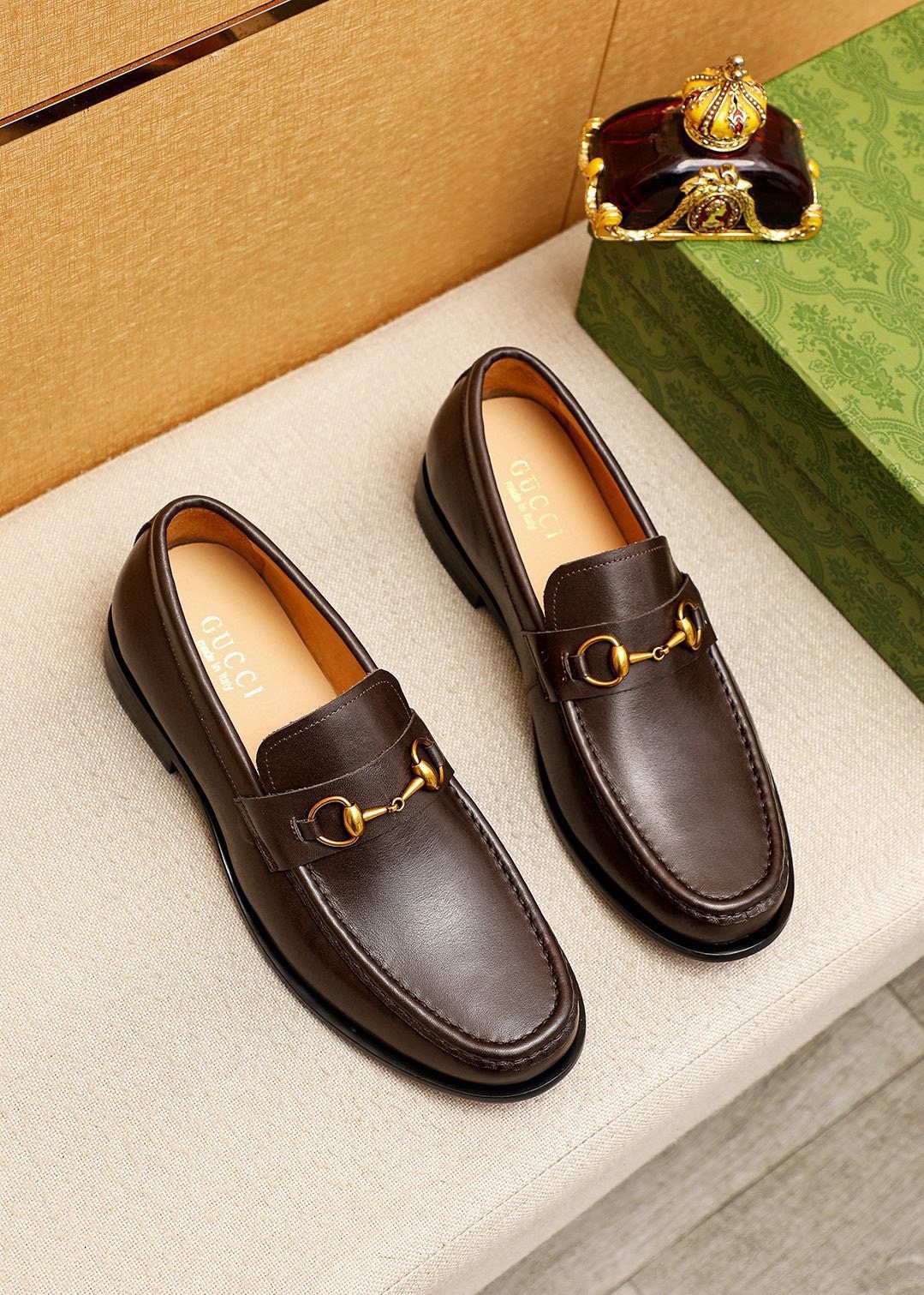 GUCCI Leather Horsebit Loafers — front