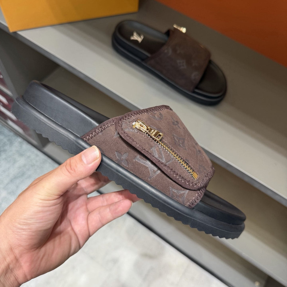 Louis Vuitton Monogram Zip Slide Sandals — side