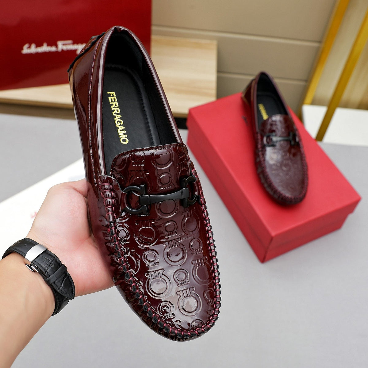 Ferragamo Metal-Bit Moc-Toe Loafers — model