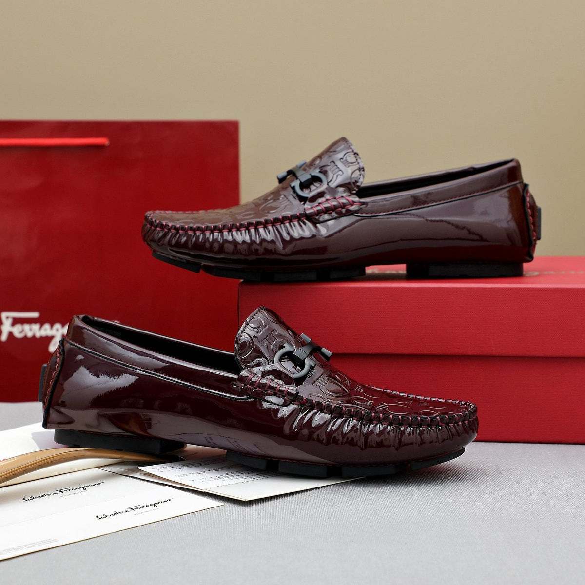 Ferragamo Metal-Bit Moc-Toe Loafers — front