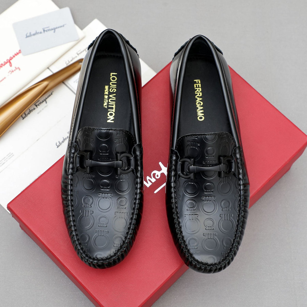 Ferragamo Metal-Bit Moc-Toe Loafers — front