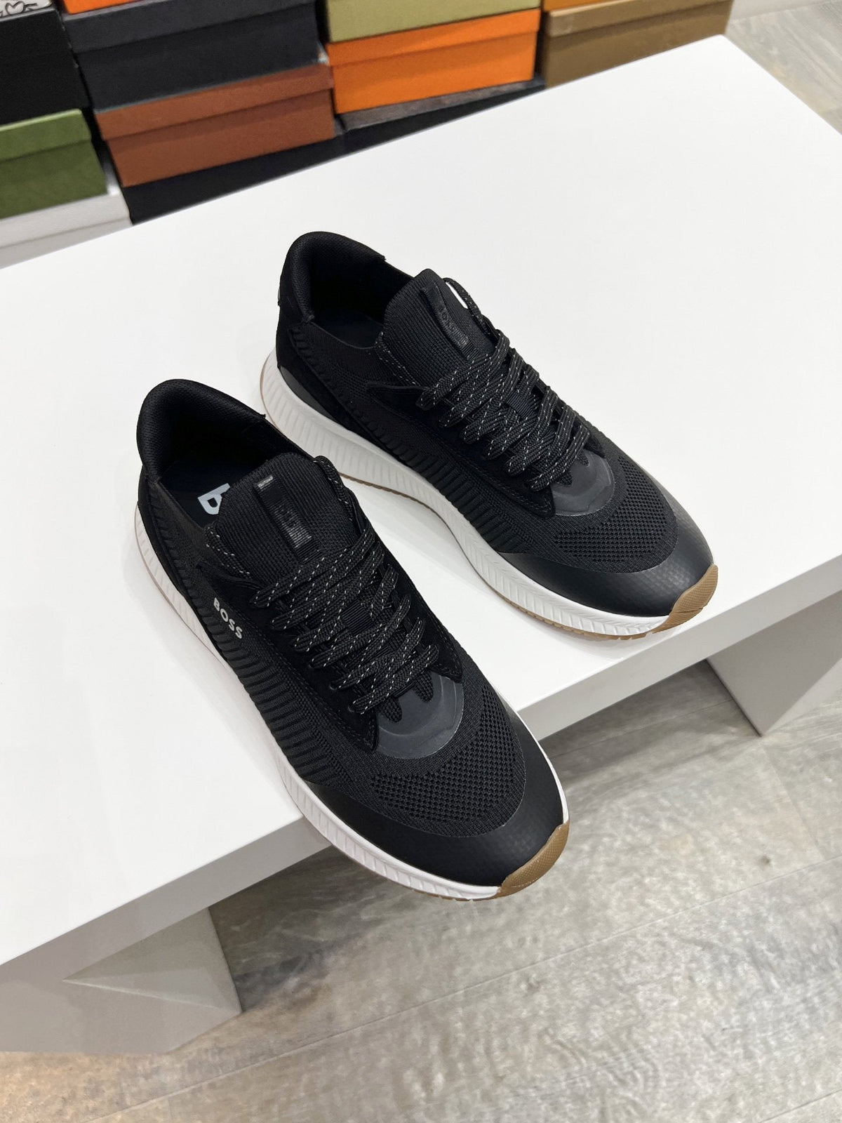 BOSS Knit Ribbed-Sole Sneakers — hero