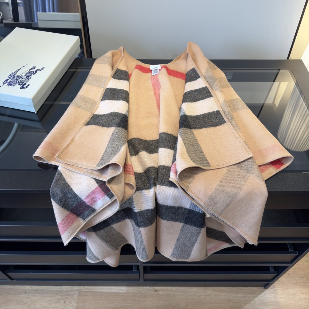 Burberry Reversible Plaid Poncho — front