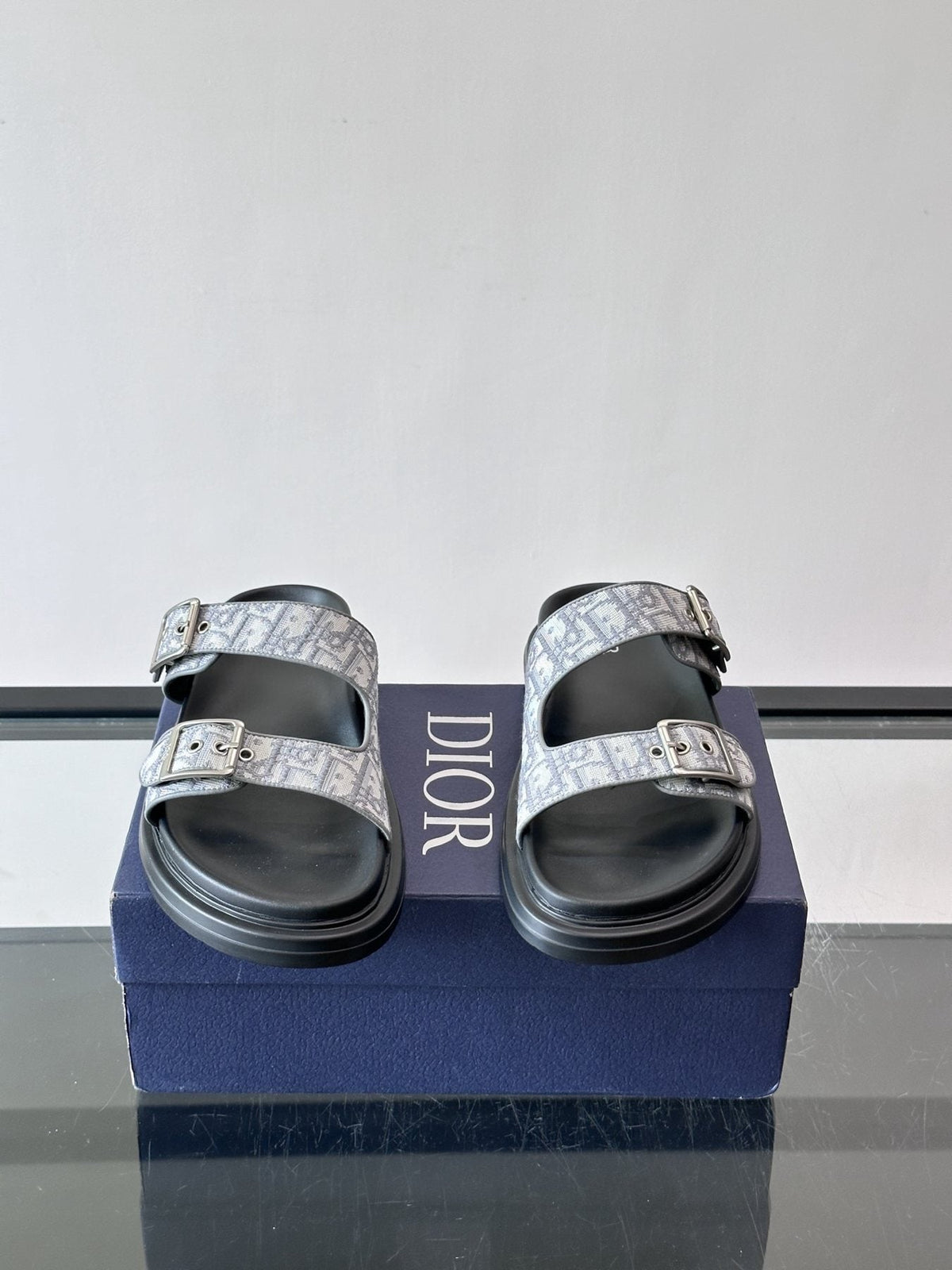 Dior Aqua Two-Strap Slide Sandals — front