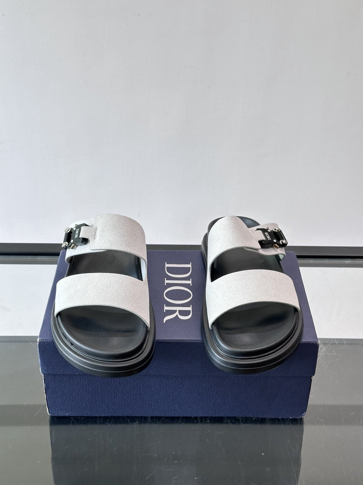 Dior Aqua Two-Strap Slide Sandals — front