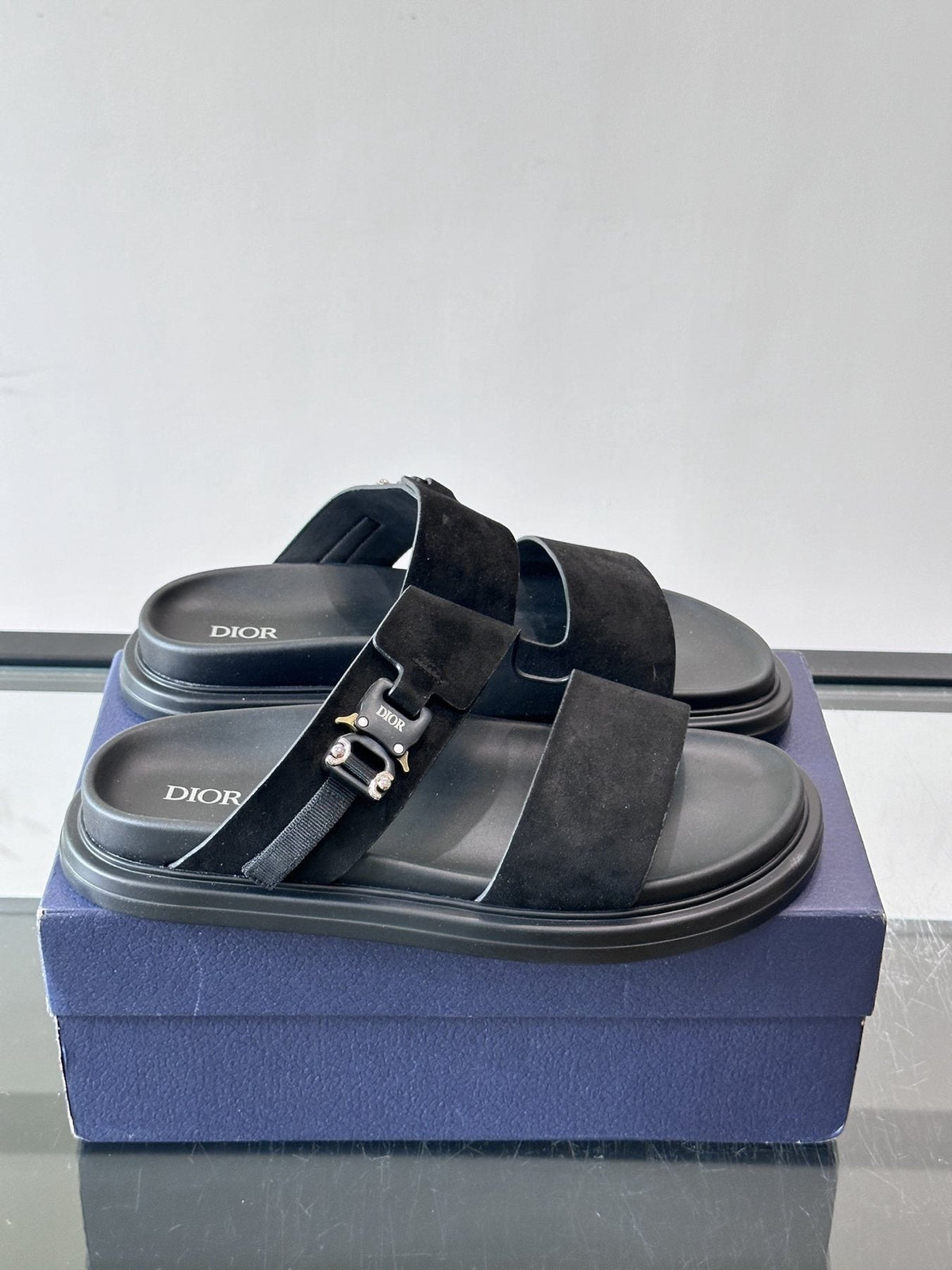 Dior Aqua Two-Strap Slide Sandals — front