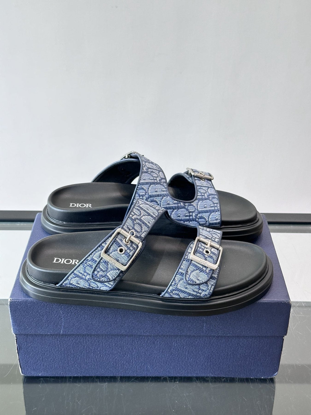 Dior Aqua Two-Strap Slide Sandals — front